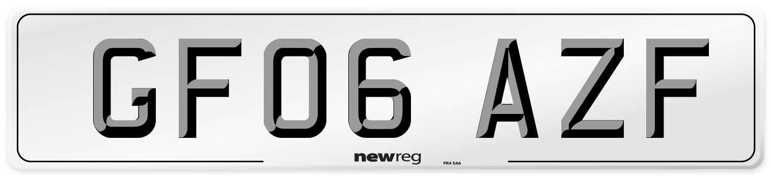 GF06 AZF Number Plate from New Reg